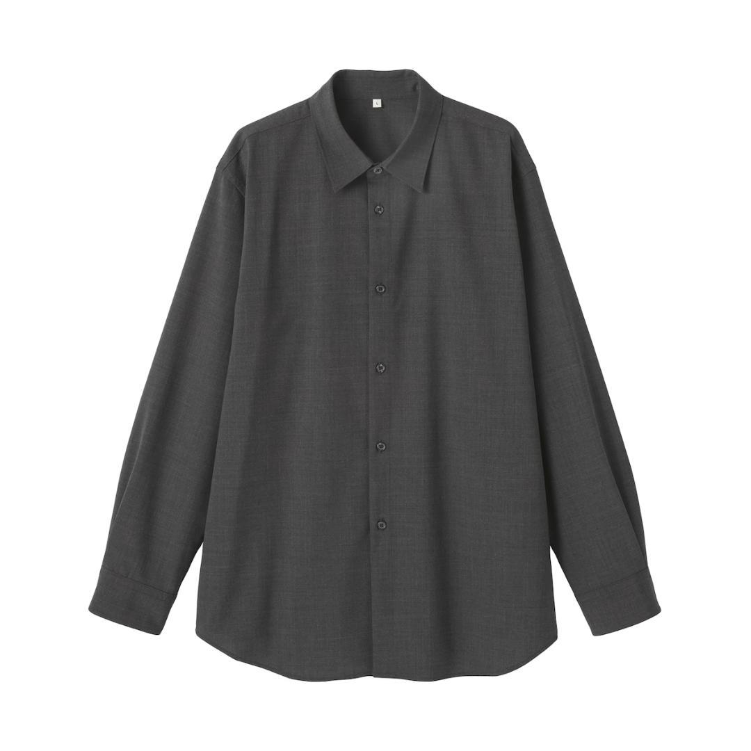 無印良品 MUJI Labo ウール混レギュラーカラーシャツ サイズＬ