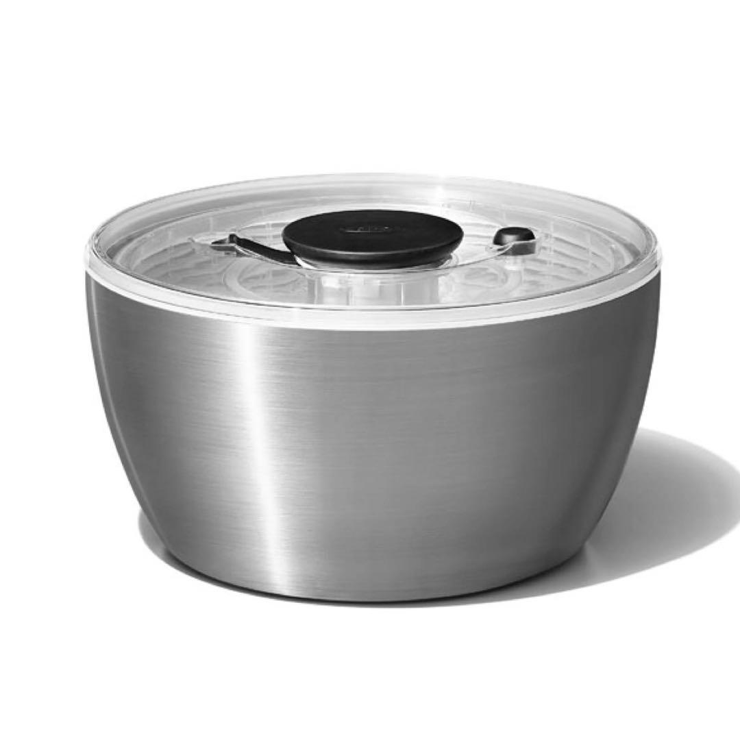 【美品】OXO オクソー サラダスピナー 野菜水切り器 ステンレス 大