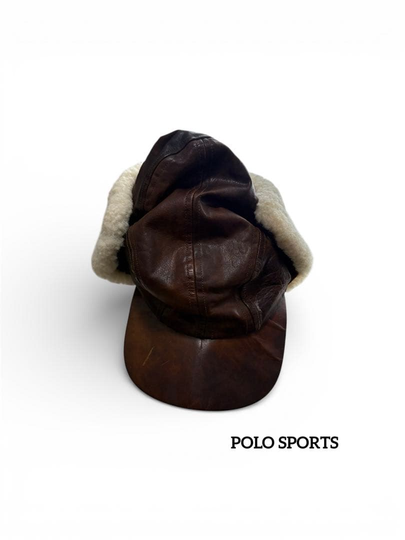 激レア　POLO SPORTS レザーフライトキャップ　Mサイズ　茶芯