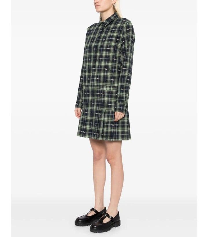 【未使用】Maison Kitsuné　プリーツ　格子柄　シャツワンピース