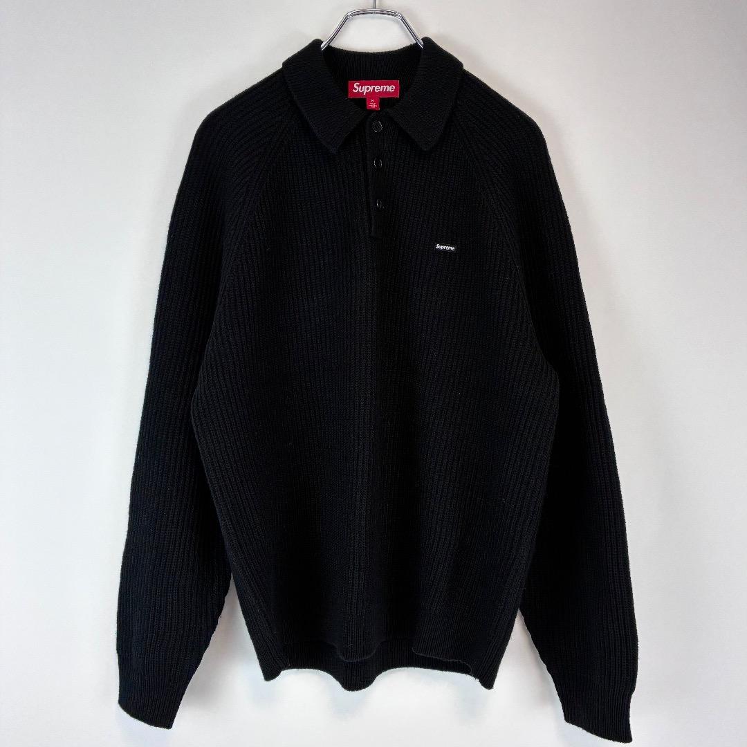 美品 24fw Supreme スモールボックスロゴポロセーター ニット 黒