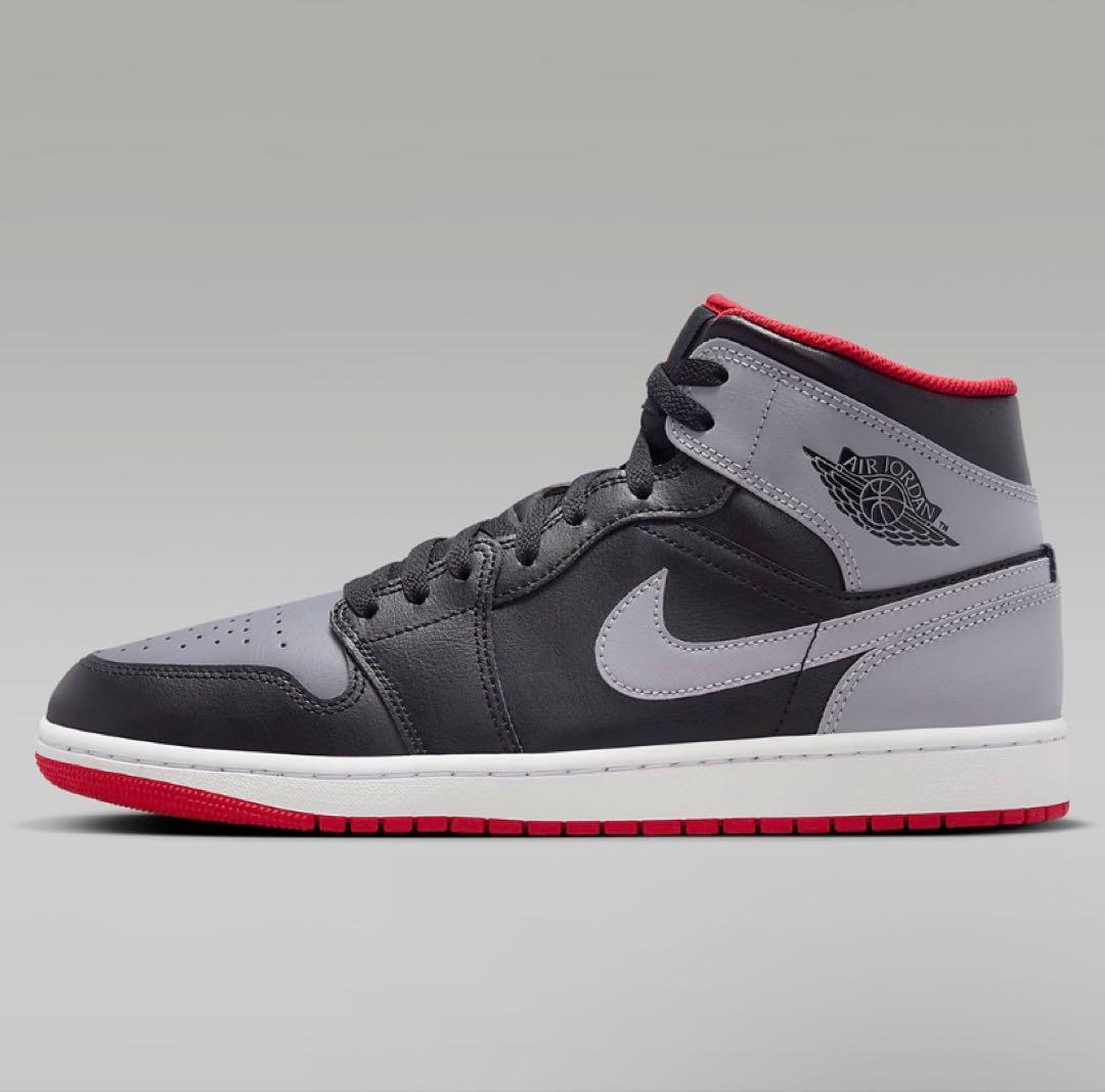 Nike Air Jordan 1 Mid グレー/ブラック/レッド