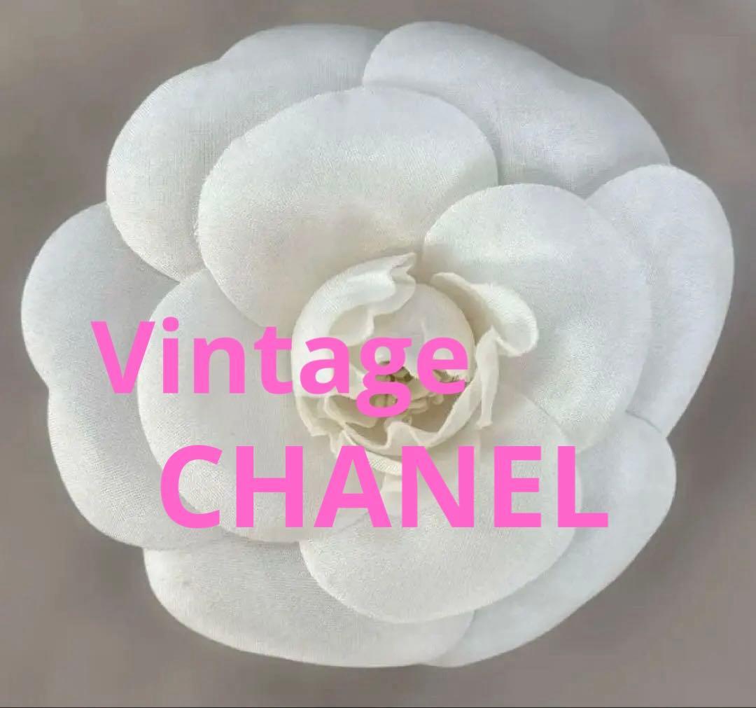 【稀少】【ヴィンテージ】CHANELカメリア ブローチ シャネルプレート付き
