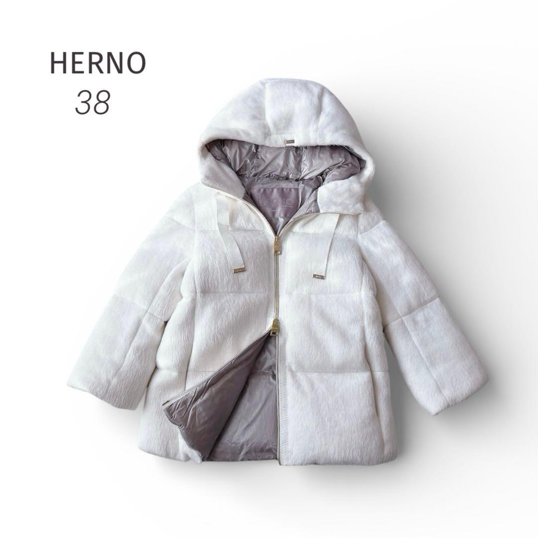 HERNO｜Resort ふわふわ エコファーショートダウン ホワイト 38