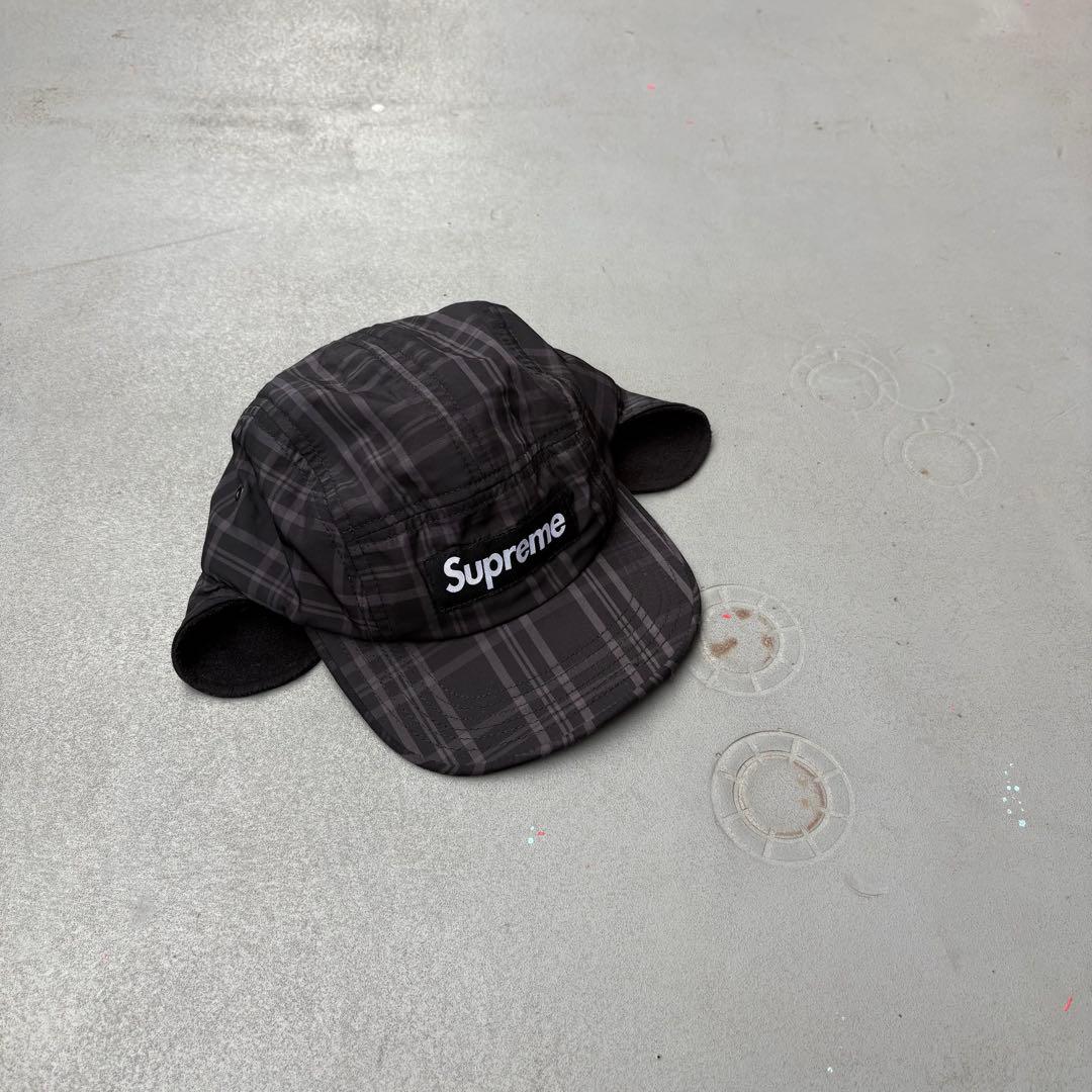 Supreme USA製 マフキャップ　フリース　チェック地　boxlogo