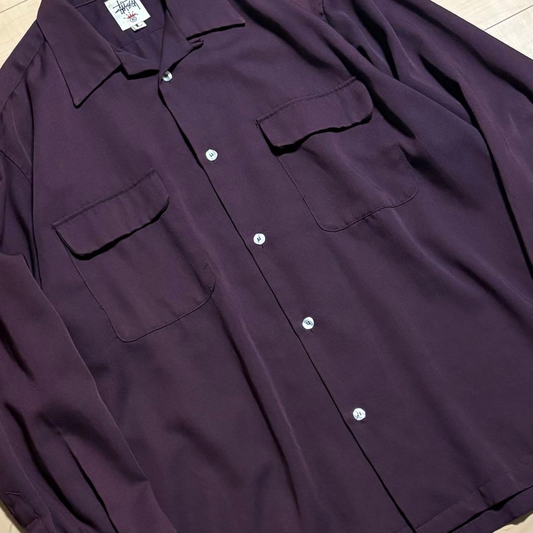 90s OLD STUSSY shirt ステューシー オープンカラー 白タグ