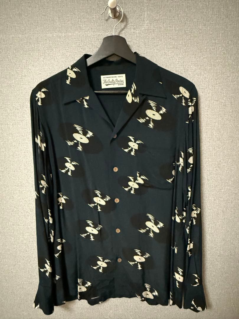 wacko mariaレコード シャツ 長袖 ネイビー