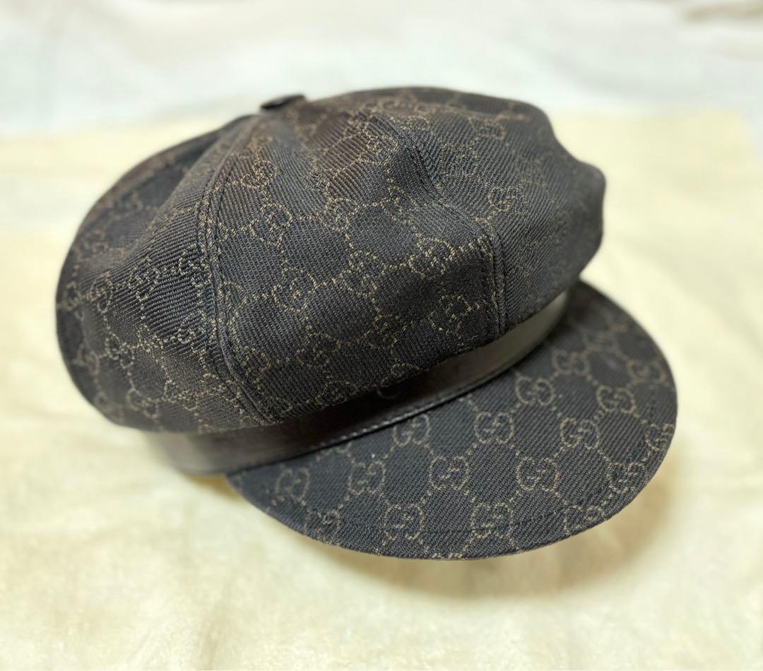 Gucci ブラック キャスケット GG柄 Mサイズ