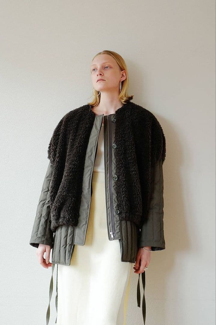 ジャケット・アウター CLANE BOA VEST LAYERED DOWNCOAT - KHIKI