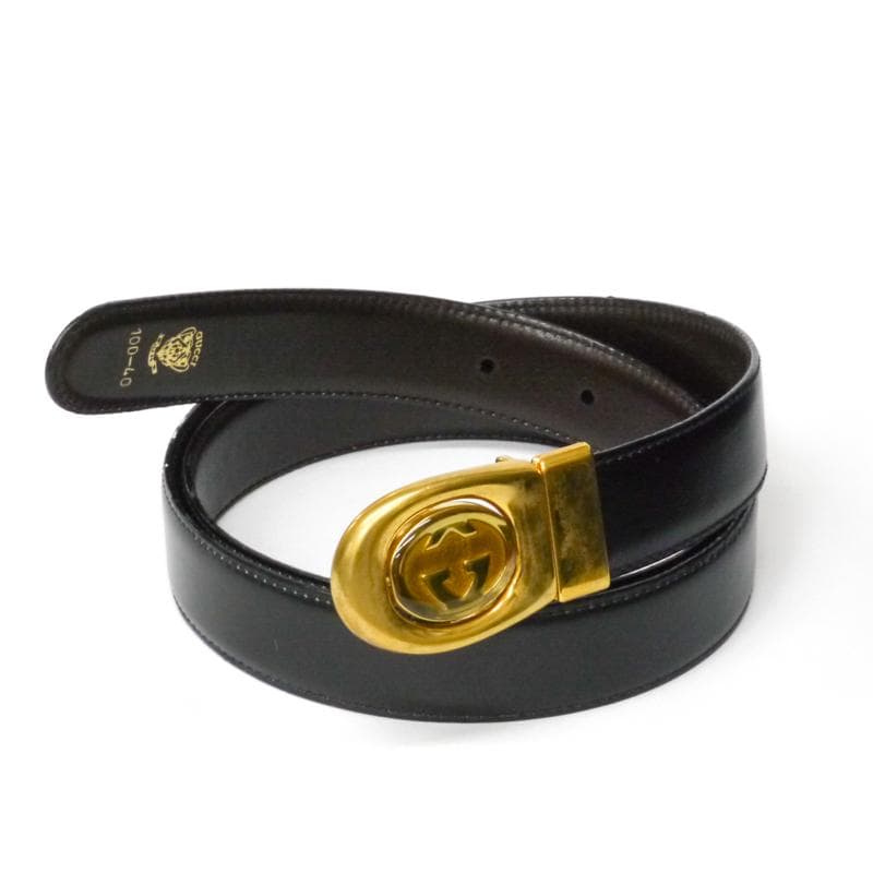 オールド グッチ　Gucci　リバーシブルバックル&ベルト　黒