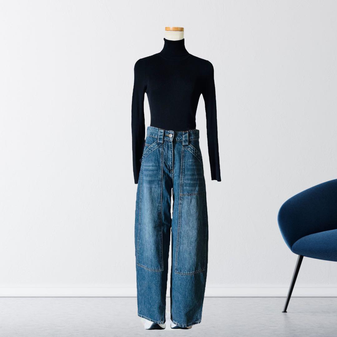 9万 新品 CO デニム　ハイウエスト パッチ バルーン デニム パンツ 25