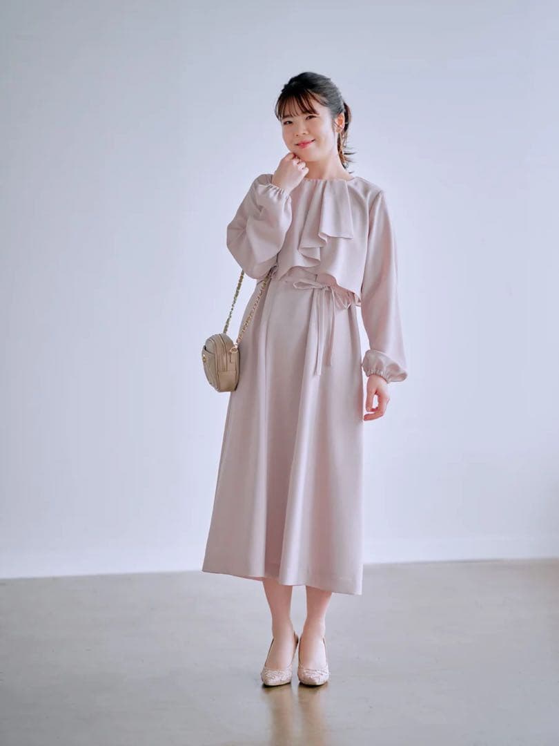 cahoさんコラボソフトドビーアシメラッフルワンピース regular