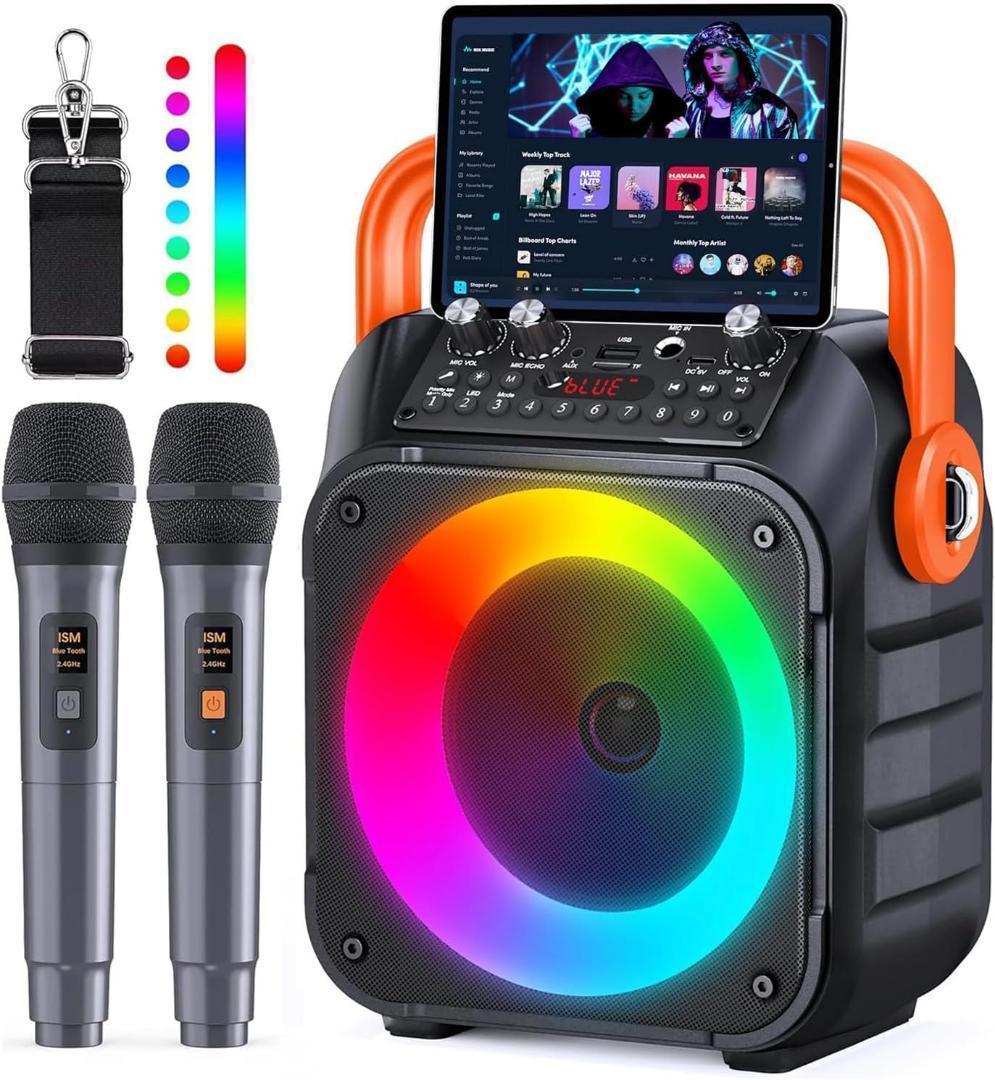 【M2307-133】家庭用カラオケセット Bluetooth5.0 マイク2本
