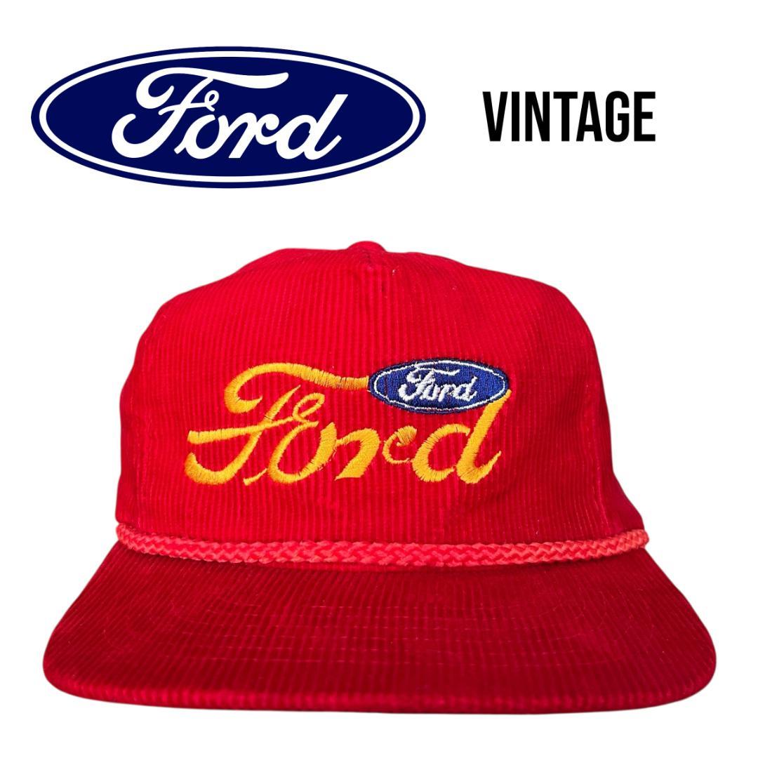 超美品　Ford　フォード　コーデュロイキャップ　アメ車　ダブルロゴ　ビンテージ