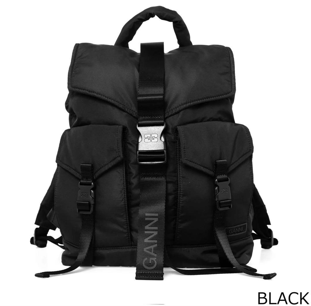 ganni バックパック　リュック　黒