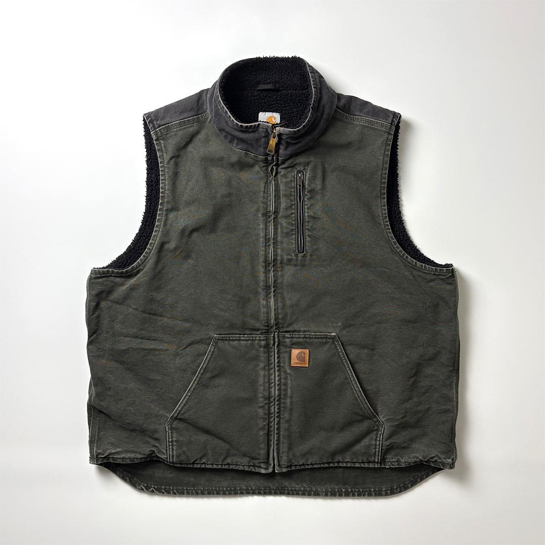 carhartt ダックベスト 裏ボア 2XL モスグリーン ブラック
