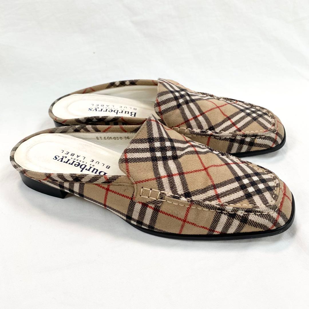 BURBERRY BLUELABEL ノバチェック パンプス ミュール 23cm